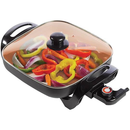 Brentwood 12" Copper Nonstick Electric Skillet with Glass Lid